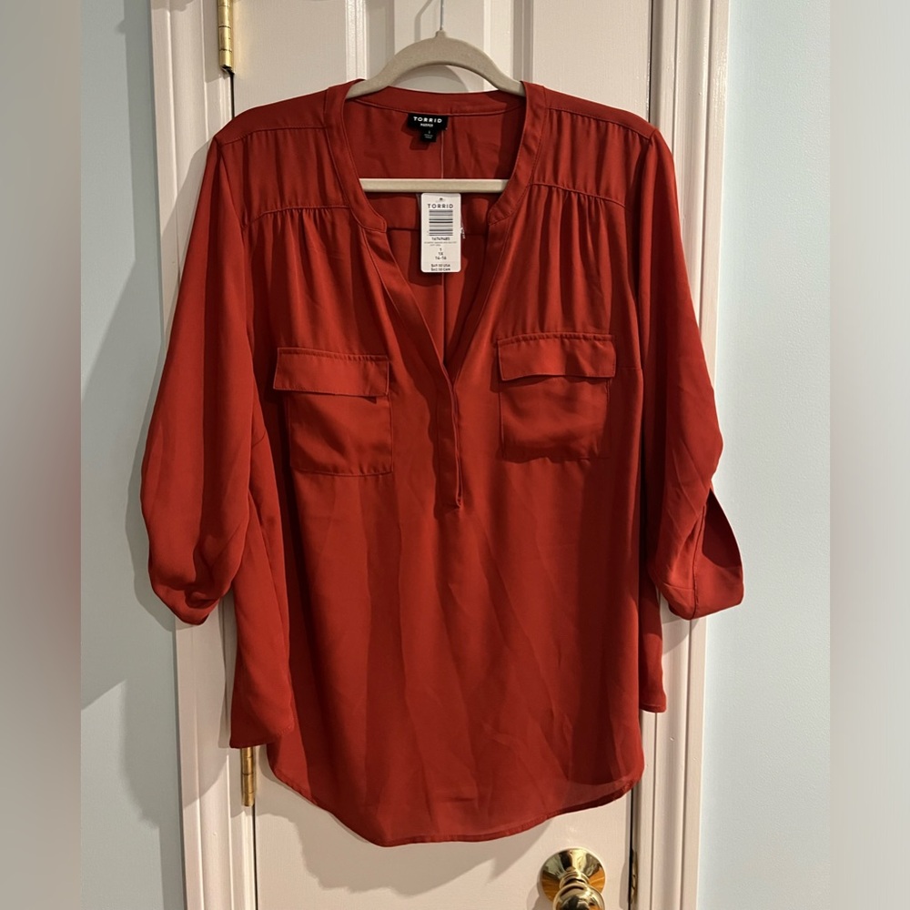 torrid Rust Red V-Neck Blouse